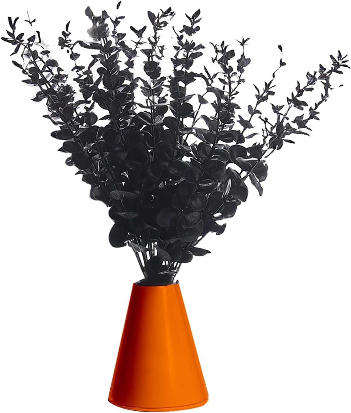 40 tallos de eucalipto negro, flor falsa de Halloween, ramas de eucalipto sintético, ramo floral de Halloween negro para decoración de centro de