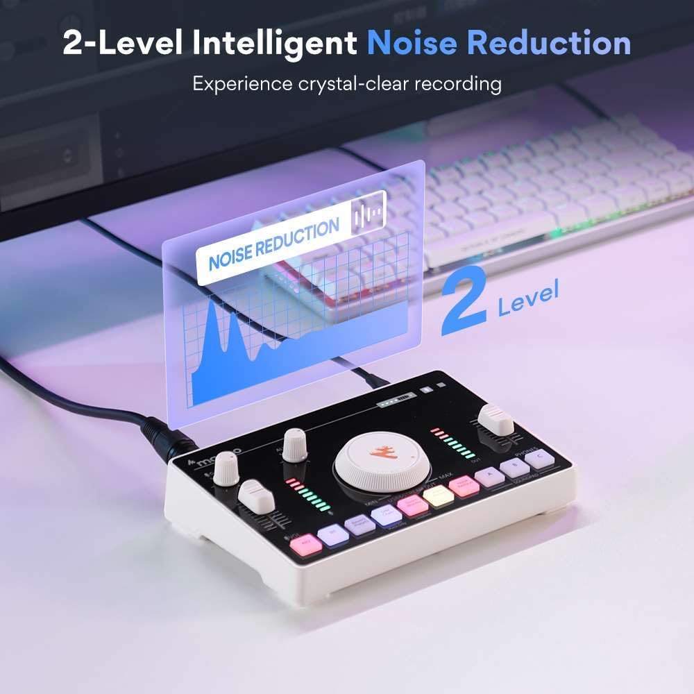 MAONO Mezclador de audio para transmisión, interfaz de audio con preamplificador profesional, Bluetooth, batería incorporada, cancelación de ruido,