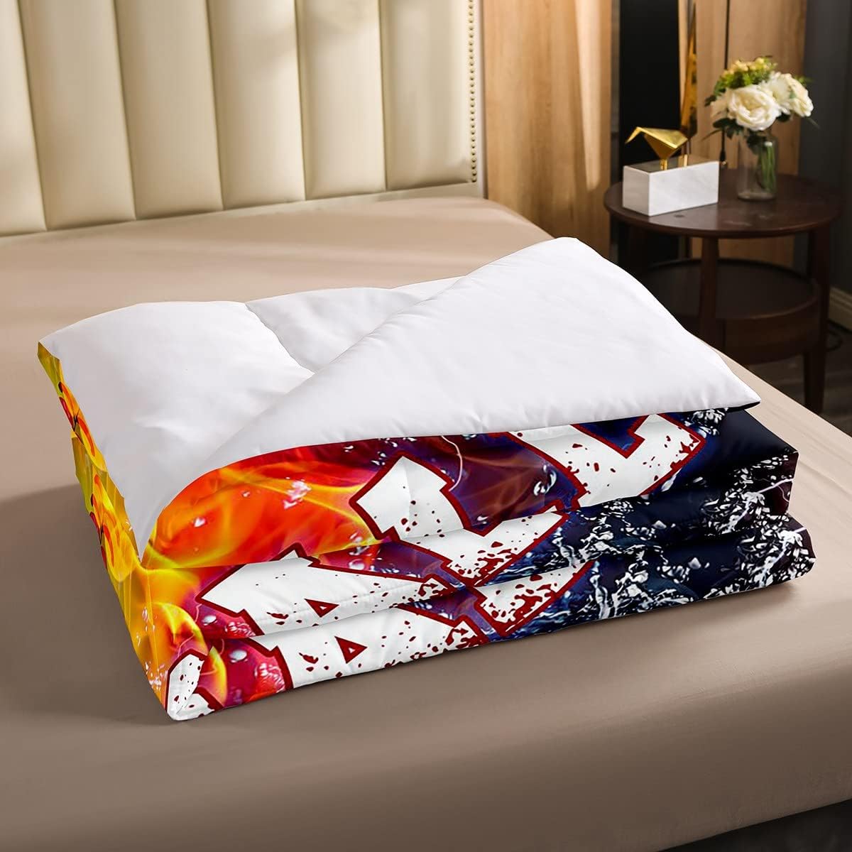 Castle Fairy Edredón de sóftbol 3D para jóvenes adultos, juegos de ropa de cama de hielo y fuego, tamaño Queen, edredón de 3 piezas para niños,