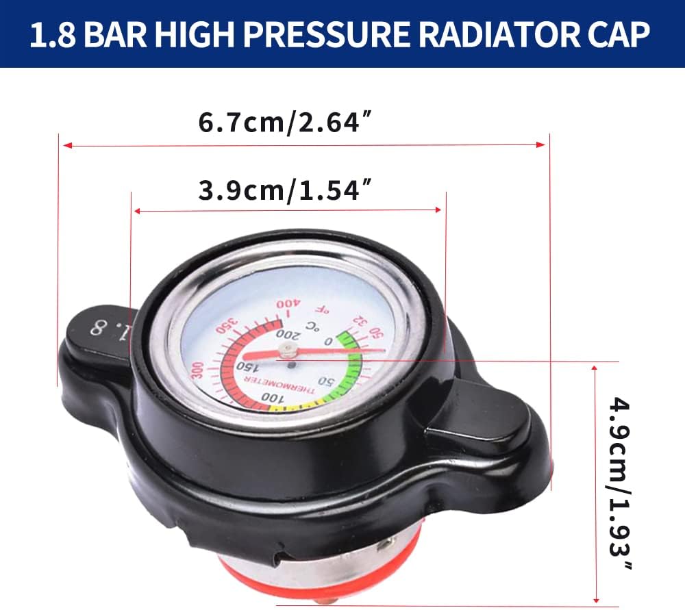 Tapa de radiador de presión con medidor de temperatura compatible con Honda, Kawasaki, Suzuki, Yamaha, Polaris Ranger, Husqvarna Dirt Bike, KTM, más