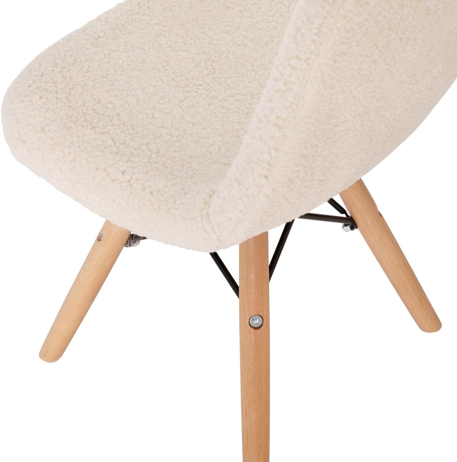 Flash Furniture Zula – Silla moderna acolchada de piel de oveja sintética para niños, tapizado acolchado de piel de oveja sintética color blanco