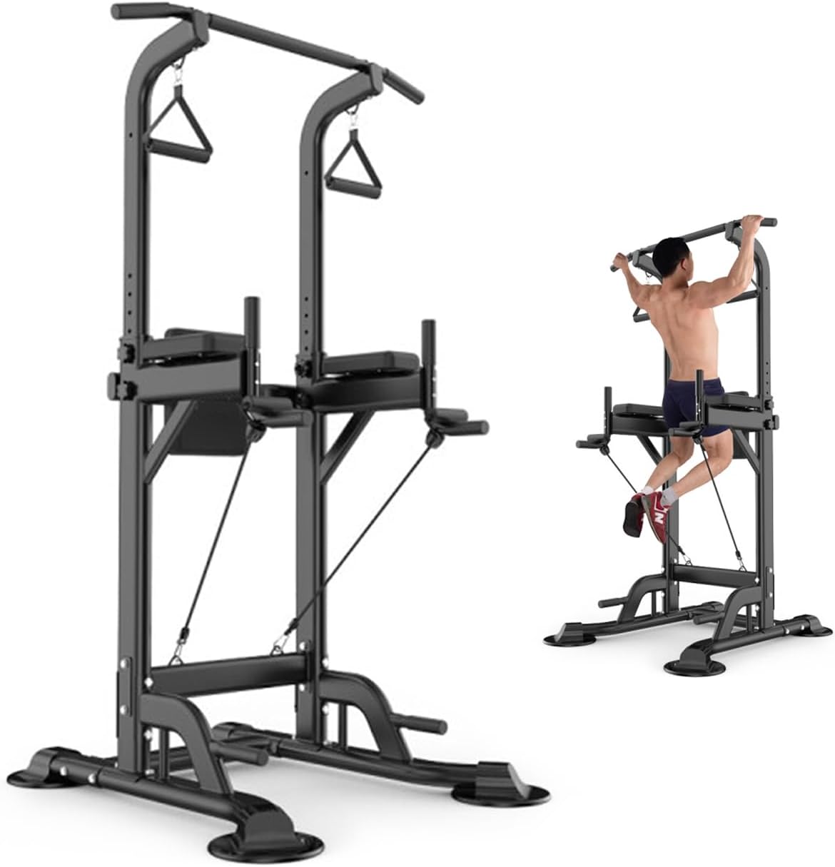 Power Tower – Estación de dominadas y inmersión multifunción para entrenamiento de fuerza en el hogar, estación de entrenamiento de fitness, altura