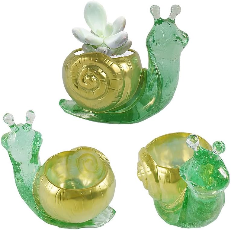 Yalulu Molde de silicona para maceta de hormigón de caracoles, Molde de silicona para maceta, Molde de resina de florero de maceta, Soporte para