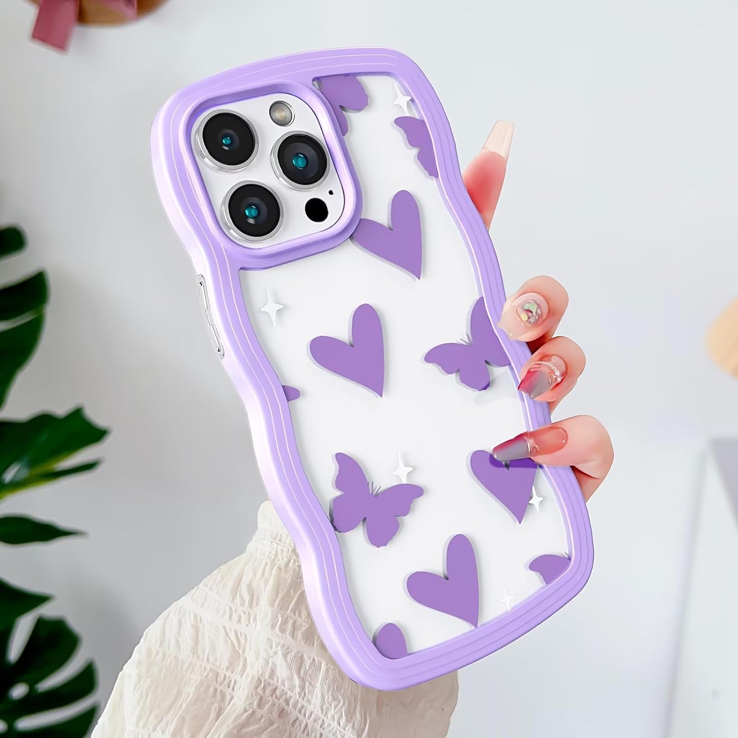Tzomsze Fundas para iPhone 11 Pro Max con forma de marco rizado y bonito patrón estético, funda delgada y suave de TPU a prueba de golpes para