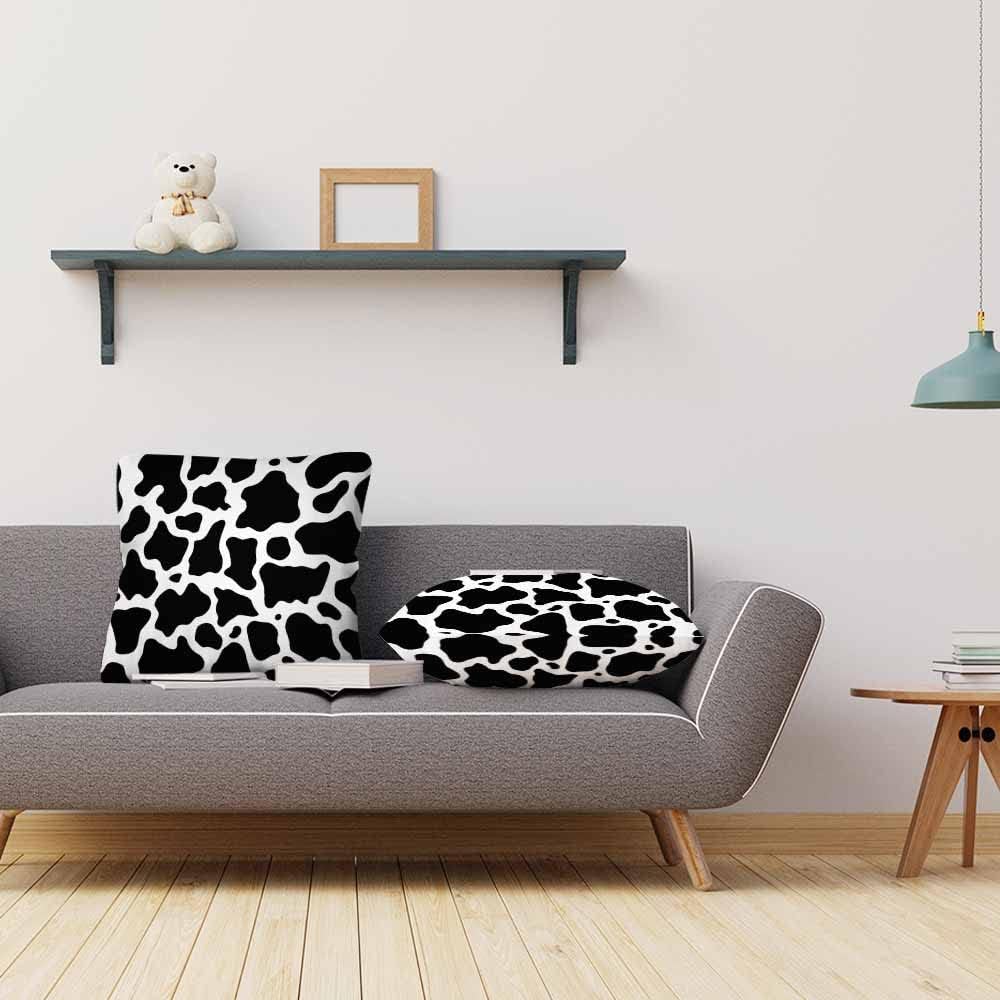 Beabes Juego de 2 almohadas decorativas cuadradas con patrón de puntos de vaca en blanco y negro para sofá o cama, 18 x 18 pulgadas, para mujeres,