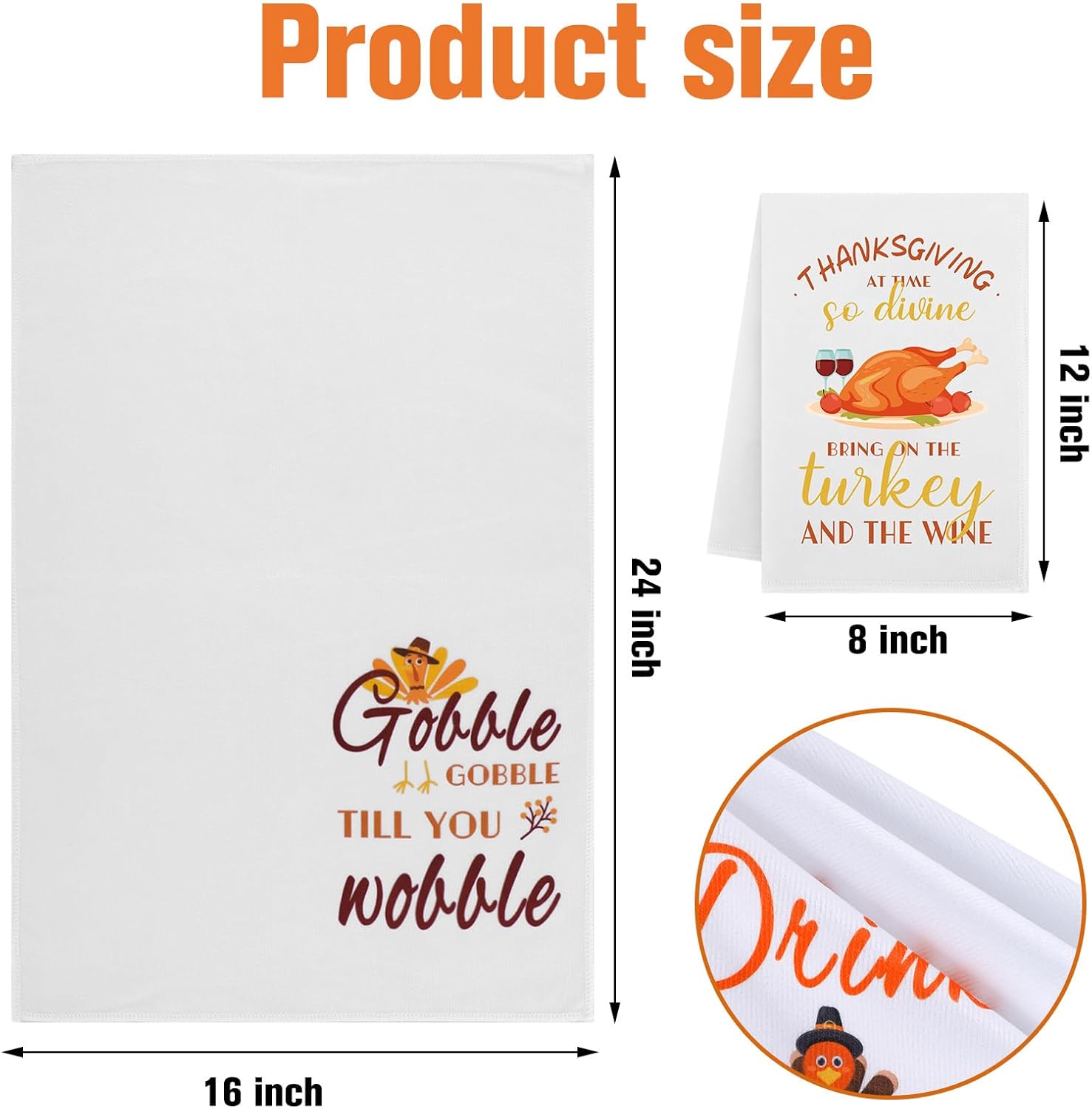 4 toallas de mano decorativas de Acción de Gracias Gobble Til You Wobble Pavo toalla de cocina de otoño altamente absorbentes para baño, cocina,
