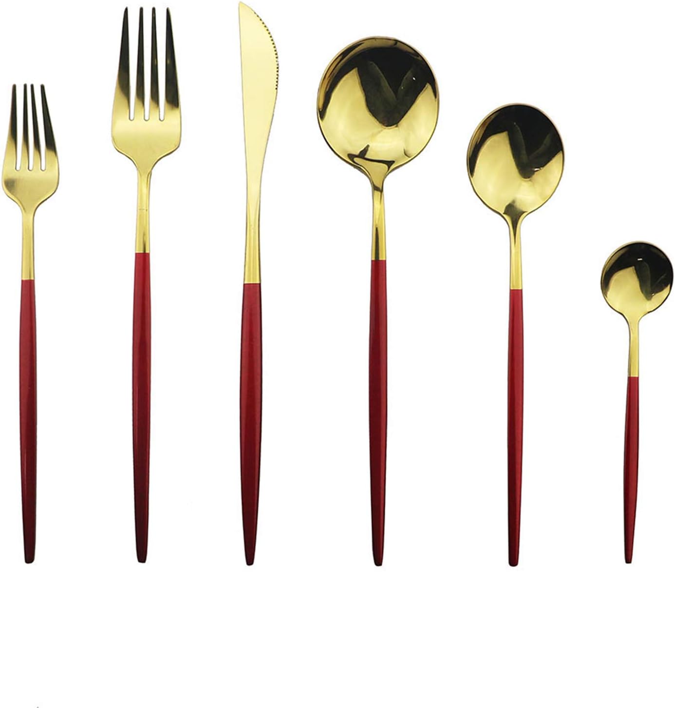 JASHII Juego de cubiertos de plata 1810 de acero inoxidable, juego de cubiertos dorados de 36 piezas, moderno Cubiertos Dorados, el mejor regalo de