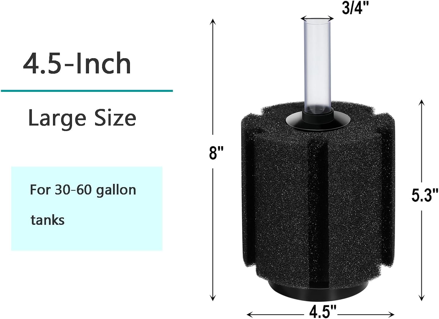 AQUANEAT Acuario Bio Esponja Filtro Cría Fry Betta Shrimp Nano Fish Tank (Grande hasta 60Gal)
