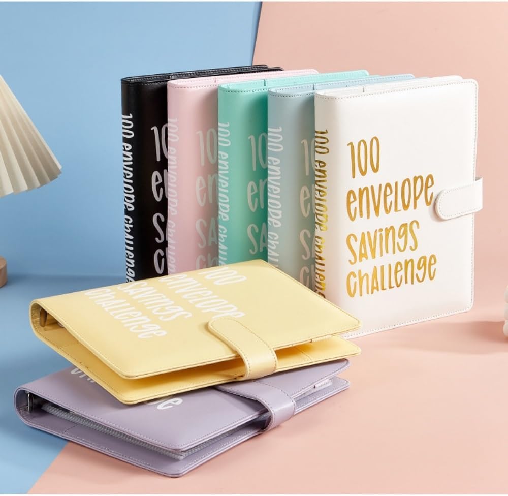 Carpeta de desafío de 100 sobres, hojas de desafíos de ahorro, manera fácil y divertida de ahorrar $5,050, carpeta de presupuesto con sobres para