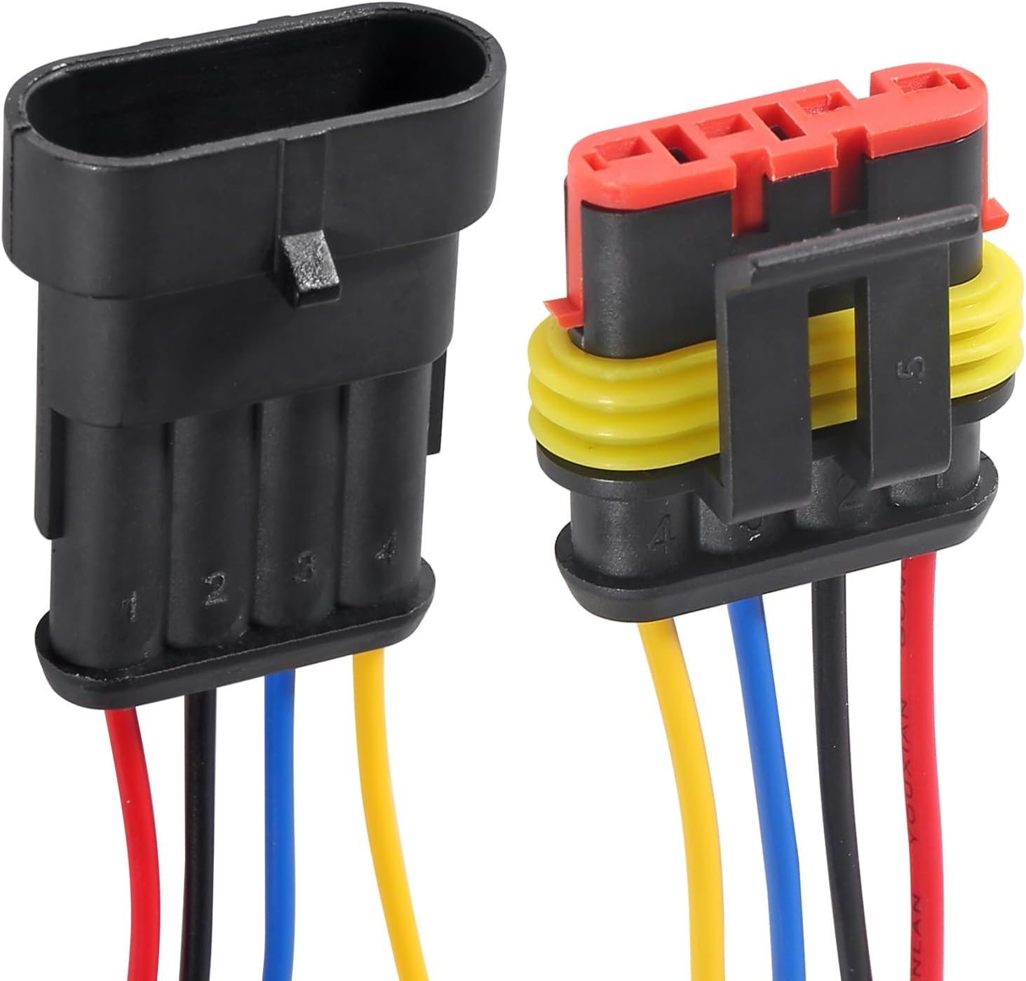 AITRIP Paquete de 10 conectores eléctricos impermeables de 16 AWG para automóvil, enchufe de 4 pines, conectores de cable eléctrico para automóvil,