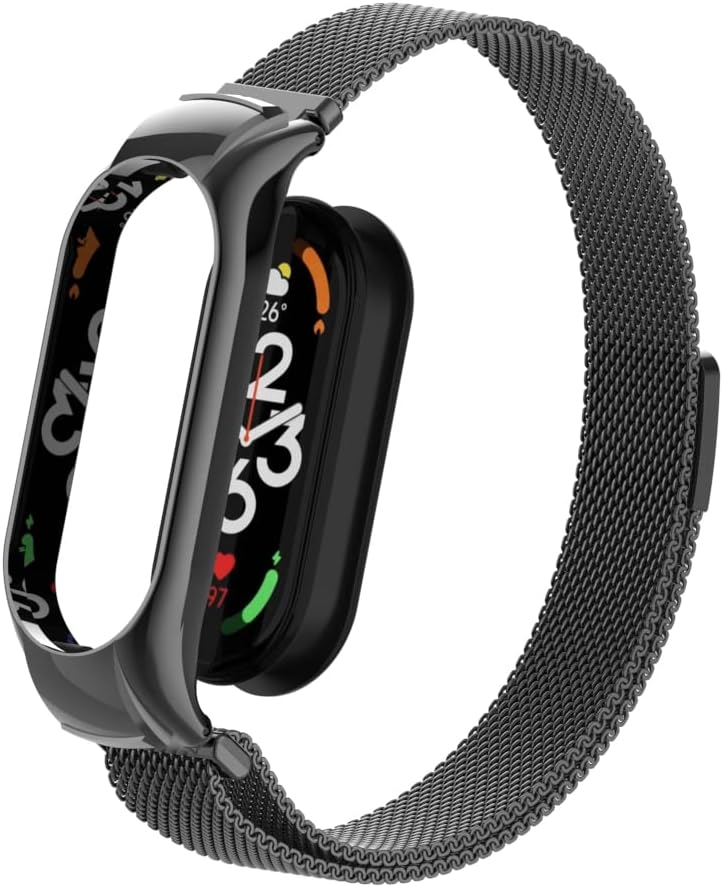 Correa magnética compatible con Xiaomi Mi Band 7, correa de repuesto deportiva de malla metálica de acero inoxidable para Xiaomi Mi Band 7 Fitness