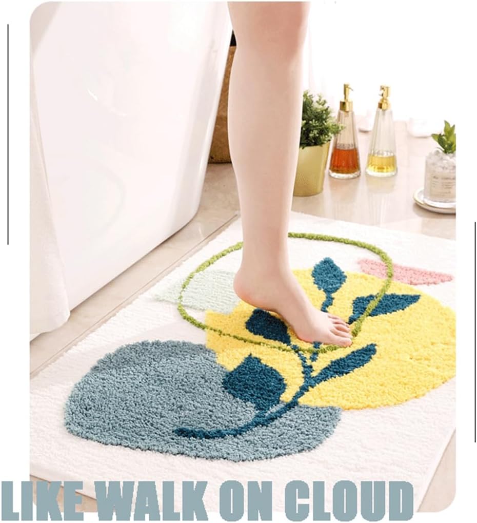 NIOKIT Alfombras de baño de microfibra con hojas de lujo, antideslizantes, de lujo, fuertes, absorbentes de agua, lavables a máquina, ultra suaves,