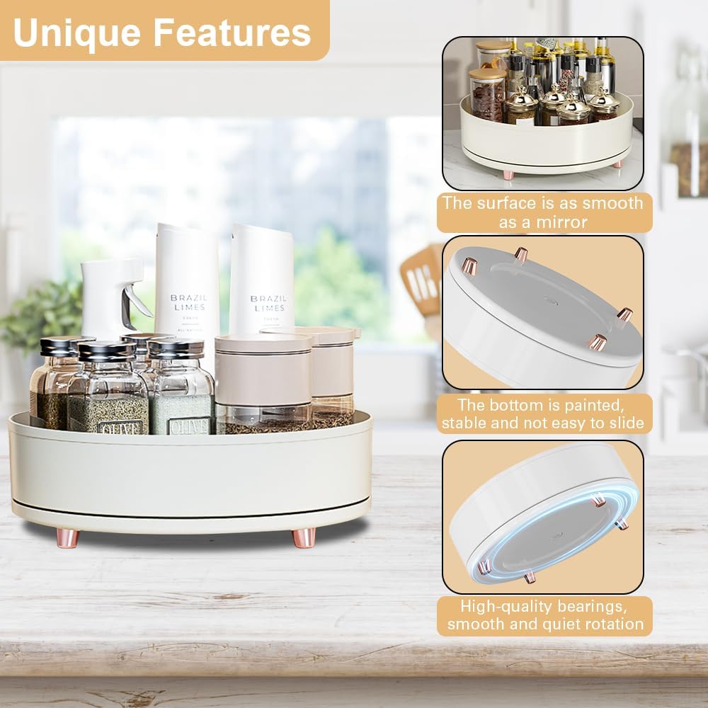 Lazy Susan – Organizador giratorio para gabinete, contenedor de plástico de 10.5 pulgadas, almacenamiento de especias, organizador de perfume de