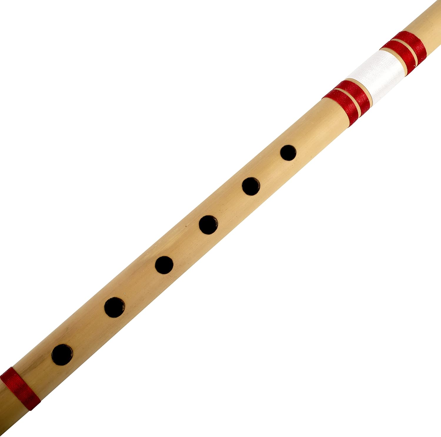 Flauta de bambú de madera india auténtica de 17 pulgadas en “G” Key Fipple Woodwind Grabadora de instrumentos musicales Bansuri tradicional, hechos