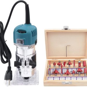 Herramienta de enrutador de madera, enrutador compacto con 6 velocidades variables, 15 brocas de enrutador de madera, herramientas de carpintería Herramienta de enrutador de madera, enrutador compacto con 6 velocidades variables, 15 brocas de enrutador de madera, herramientas de carpintería