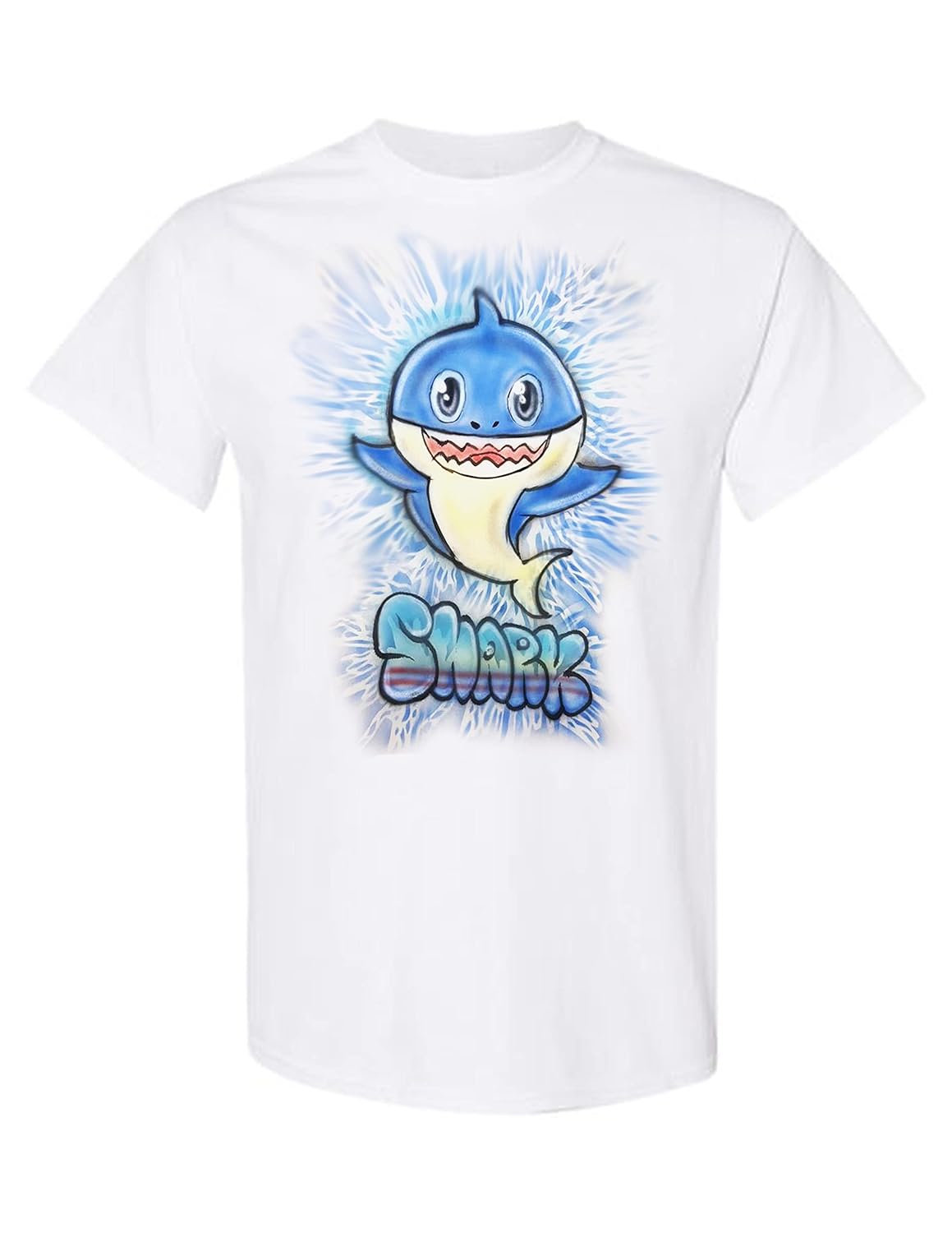 dada shark cartoon custom airbrush T-Shirt Any Name Any Colors Personalized (S)