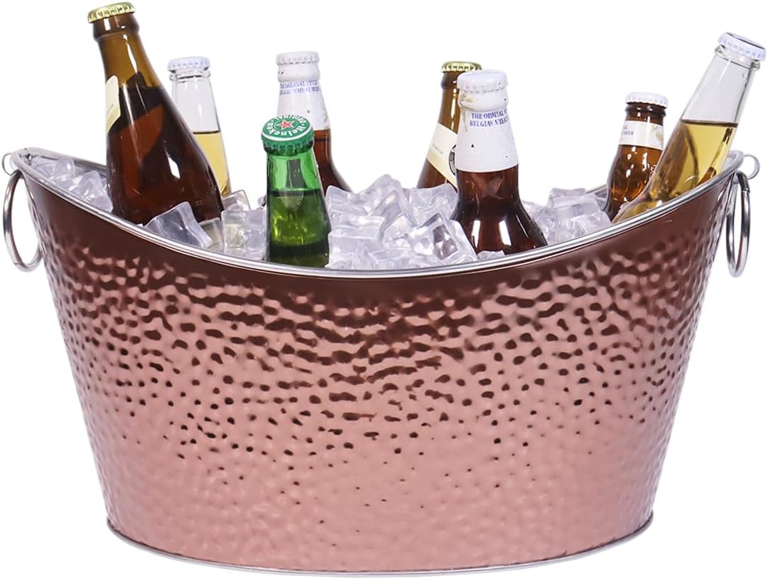 Bañera de bebidas de 12 L, cubo de champán de acero inoxidable, cubo de hielo grande con asas, cubo de bebida para fiestas, bar en casa