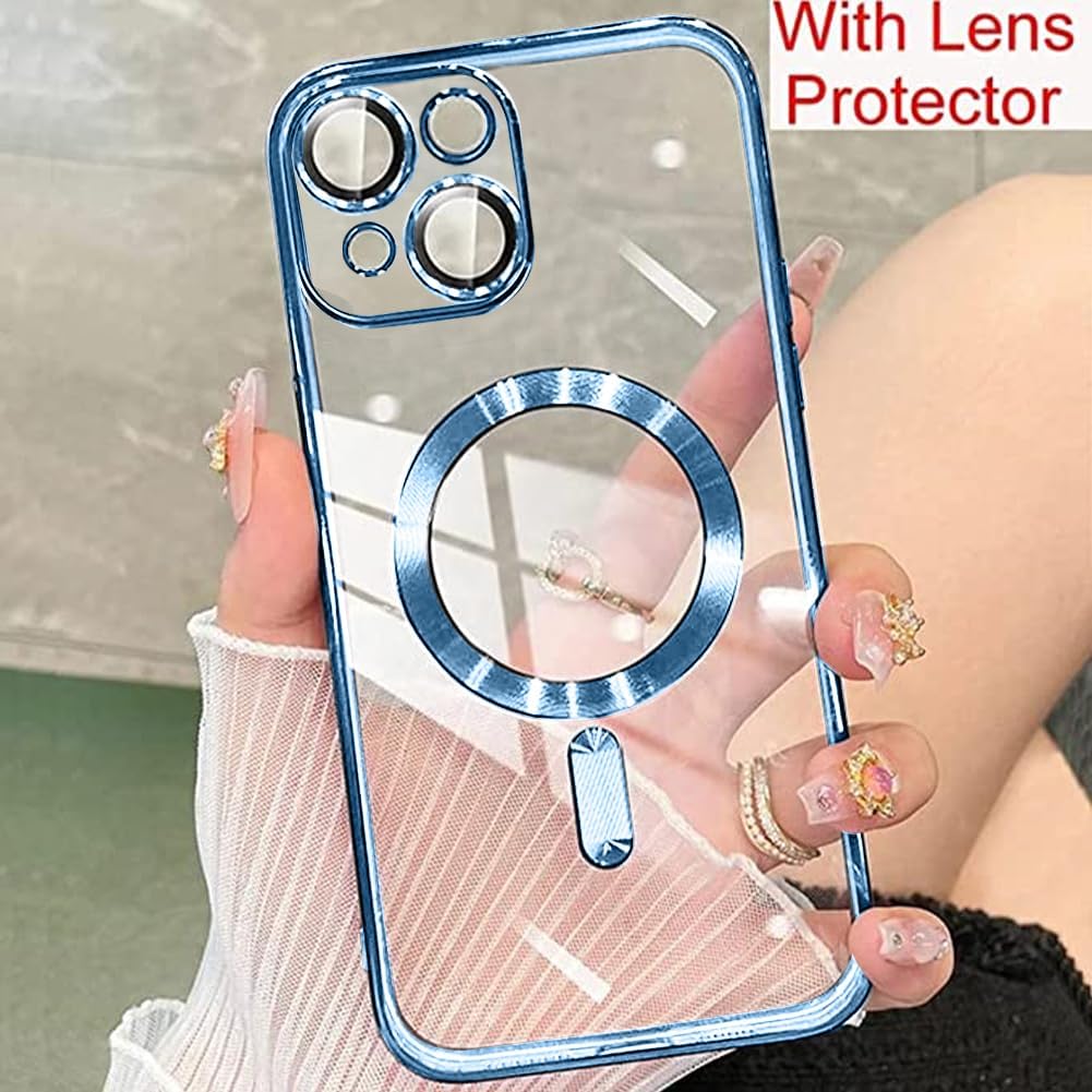 ZIYE Funda magnética para iPhone 15 compatible con MagSafe protección completa de la cámara, cubierta de lujo para mujeres y hombres, funda
