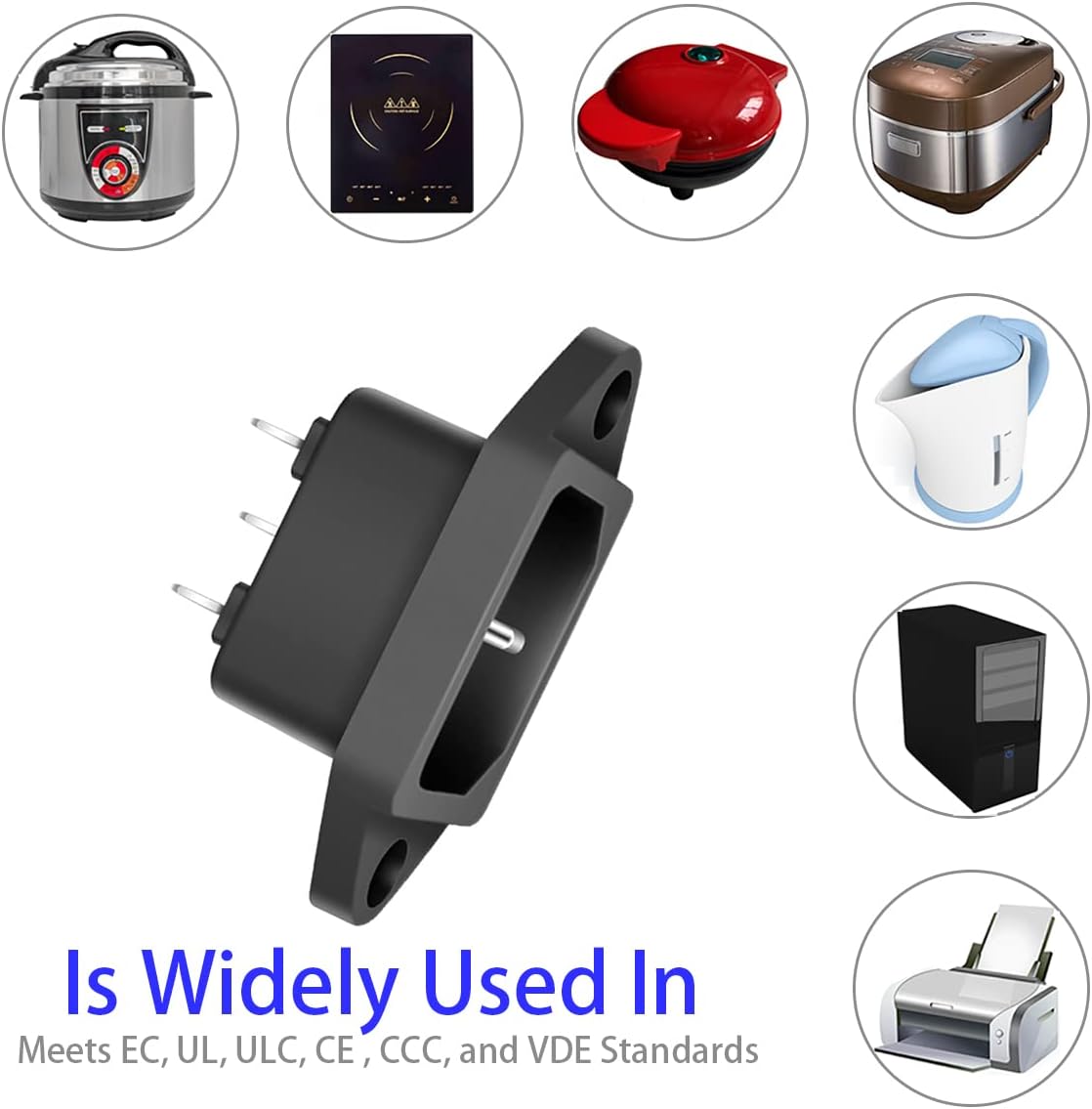 JUNAHAA MXR – Adaptador de enchufe para montaje en panel, 4 unidades, CA 250 V, 10 A, IEC 320 C14, conector de alimentación de enchufe de