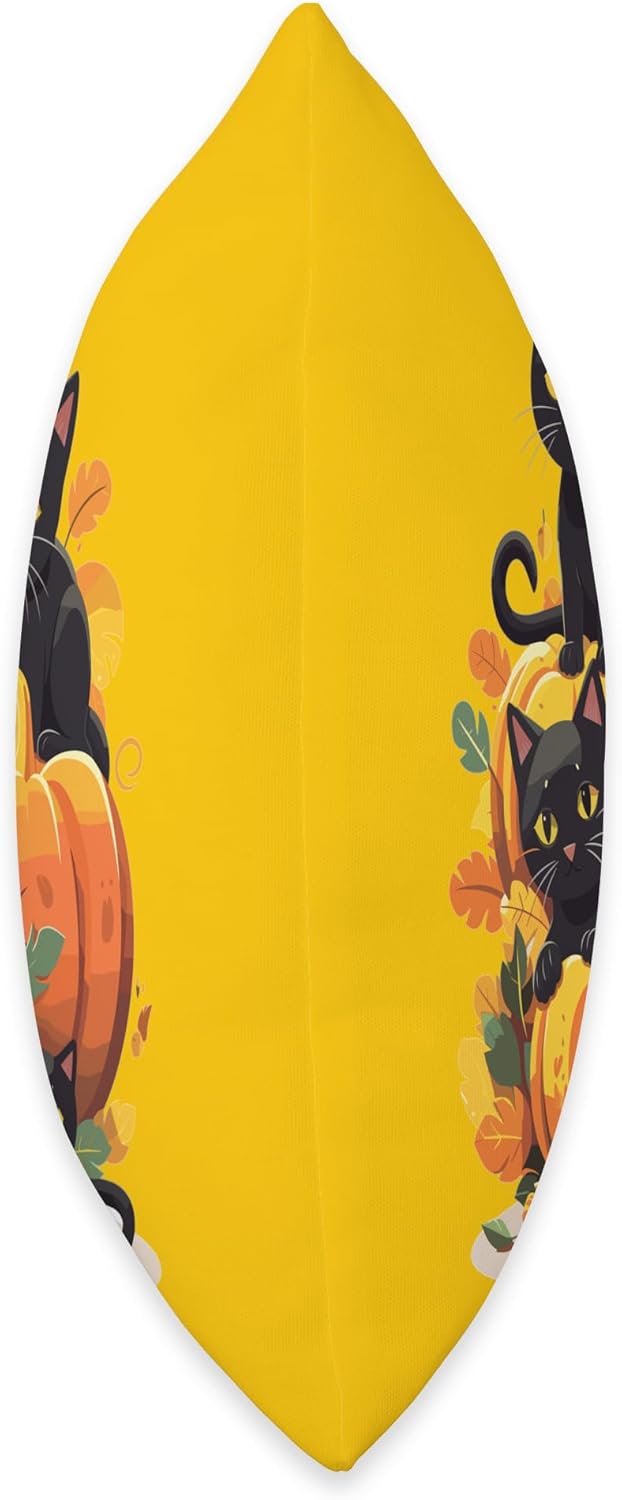 Helloween Cat Costume And Horror Costume Designs Halloween Costume Ladies with Pumpkin Black Cat Throw Pillow, 16×16, Multicolor