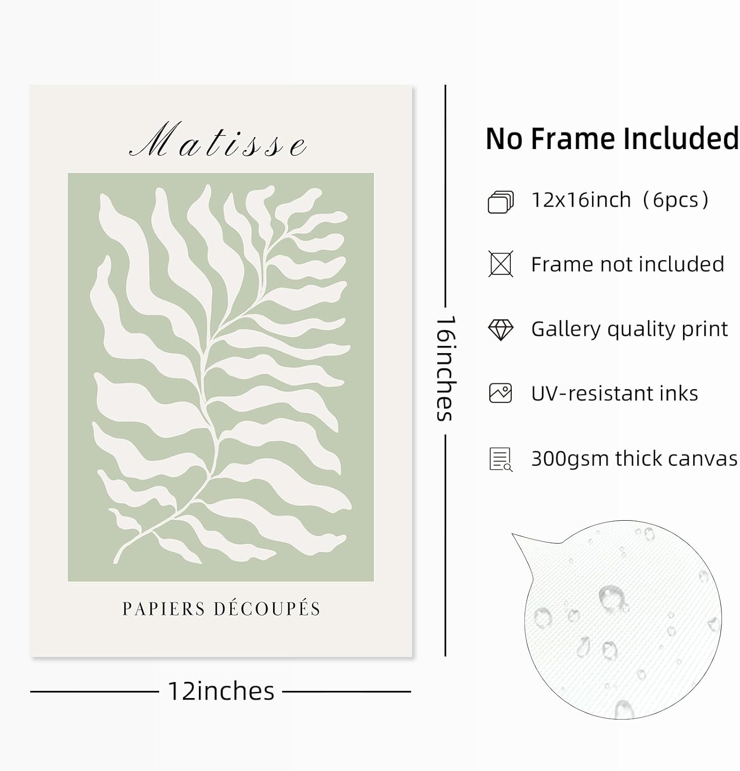 Henri Matisse – Póster de pared de 12 x 16 pulgadas sin marco para decoración de pared, pintura pastel danesa de Henri Matisse, lienzo rosa y azul,