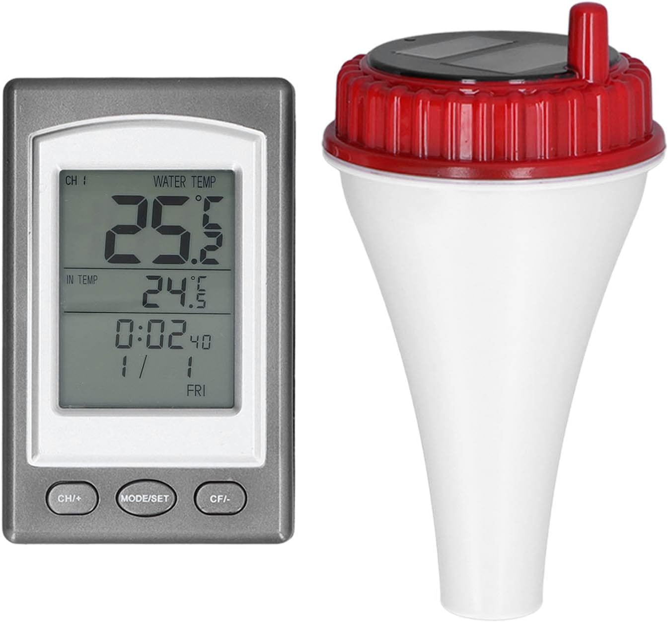Termómetro inalámbrico para piscina, termómetro flotante para piscina y spa con alarma de temperatura, medidor digital remoto de temperatura del