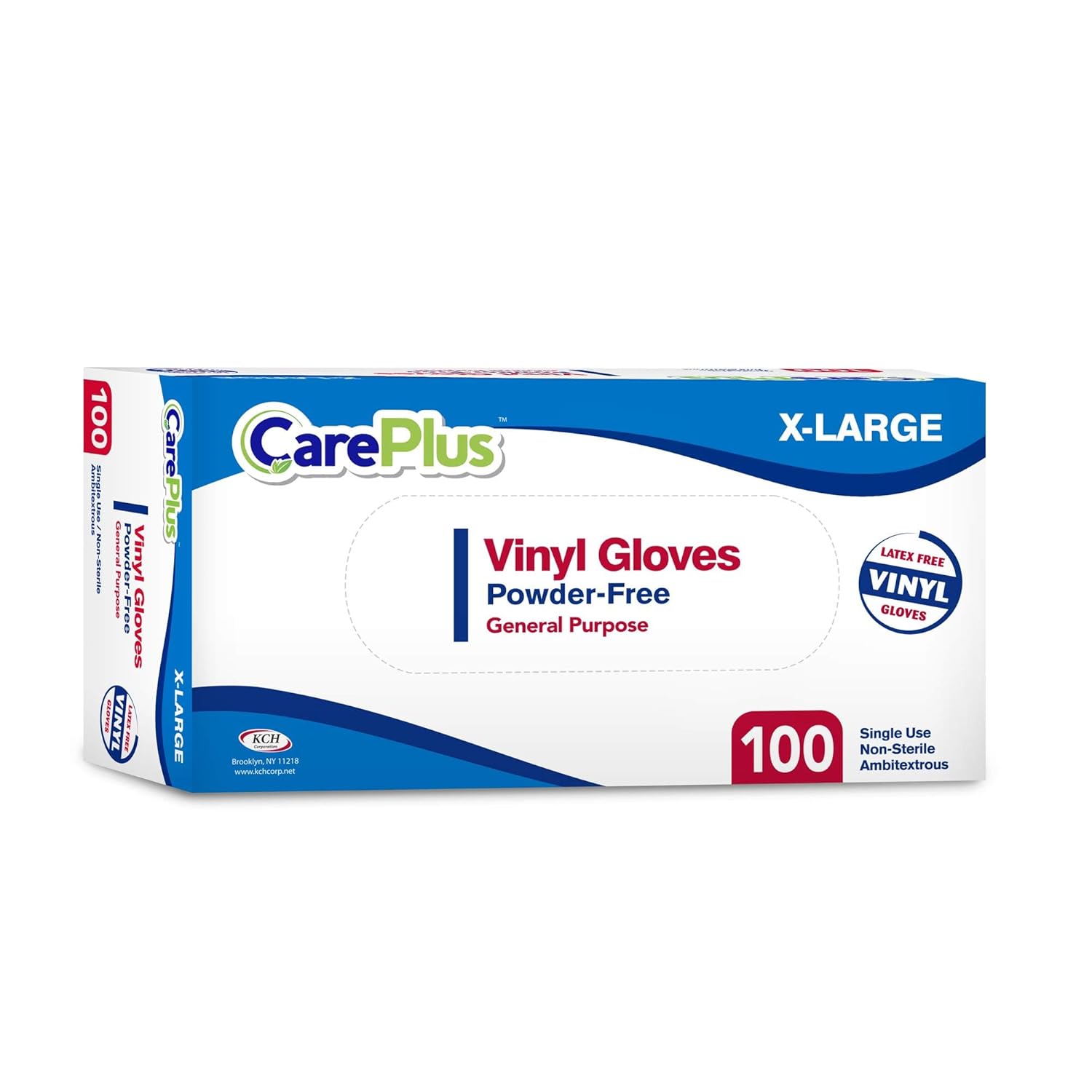 Care Plus – Guantes desechables de vinilo, tamaño extragrande, resistentes, no estériles, sin polvo, goma sin látex, 100 unidades, seguros para