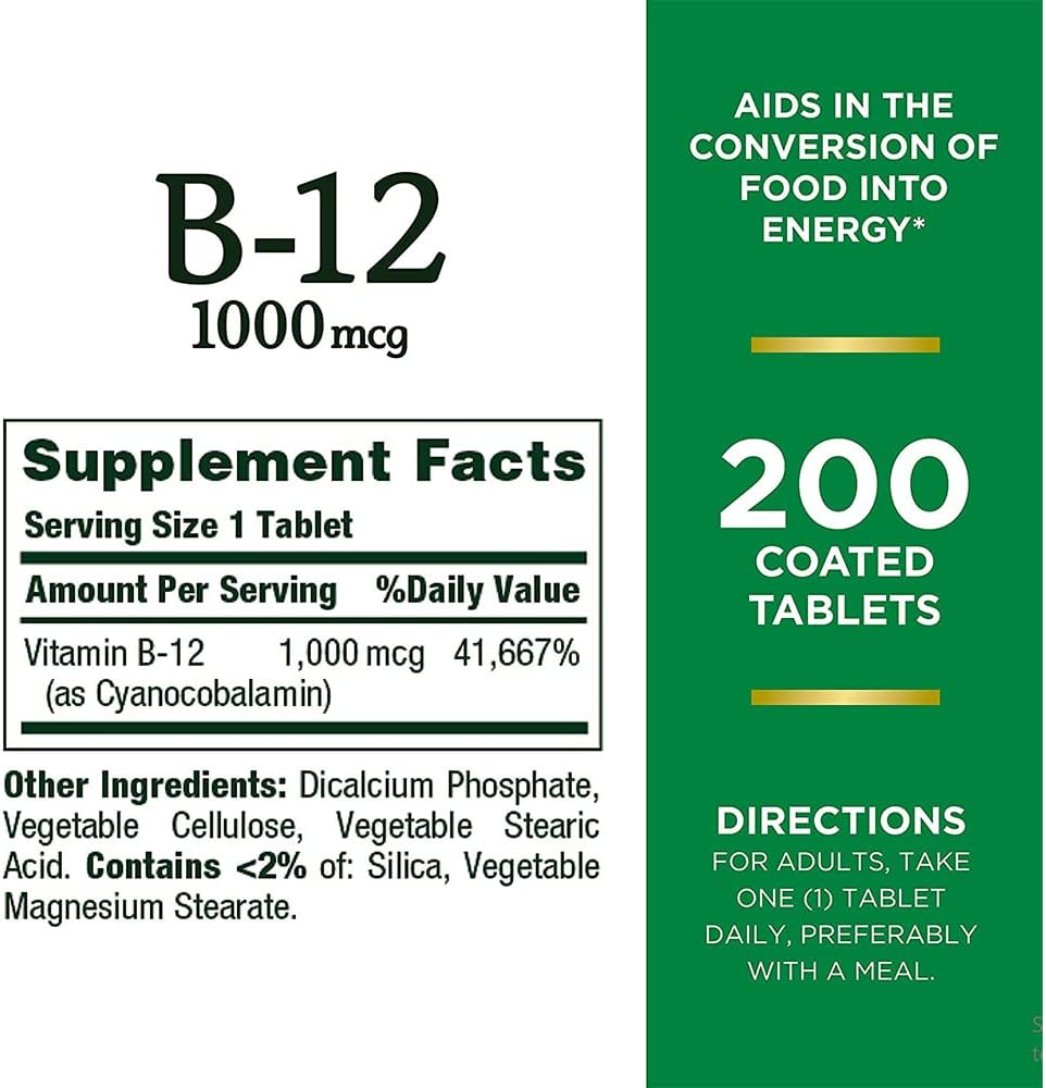 Nature’s Bounty Hierro 65mg y vitamina B12 1000mcg apoya el metabolismo energético.
