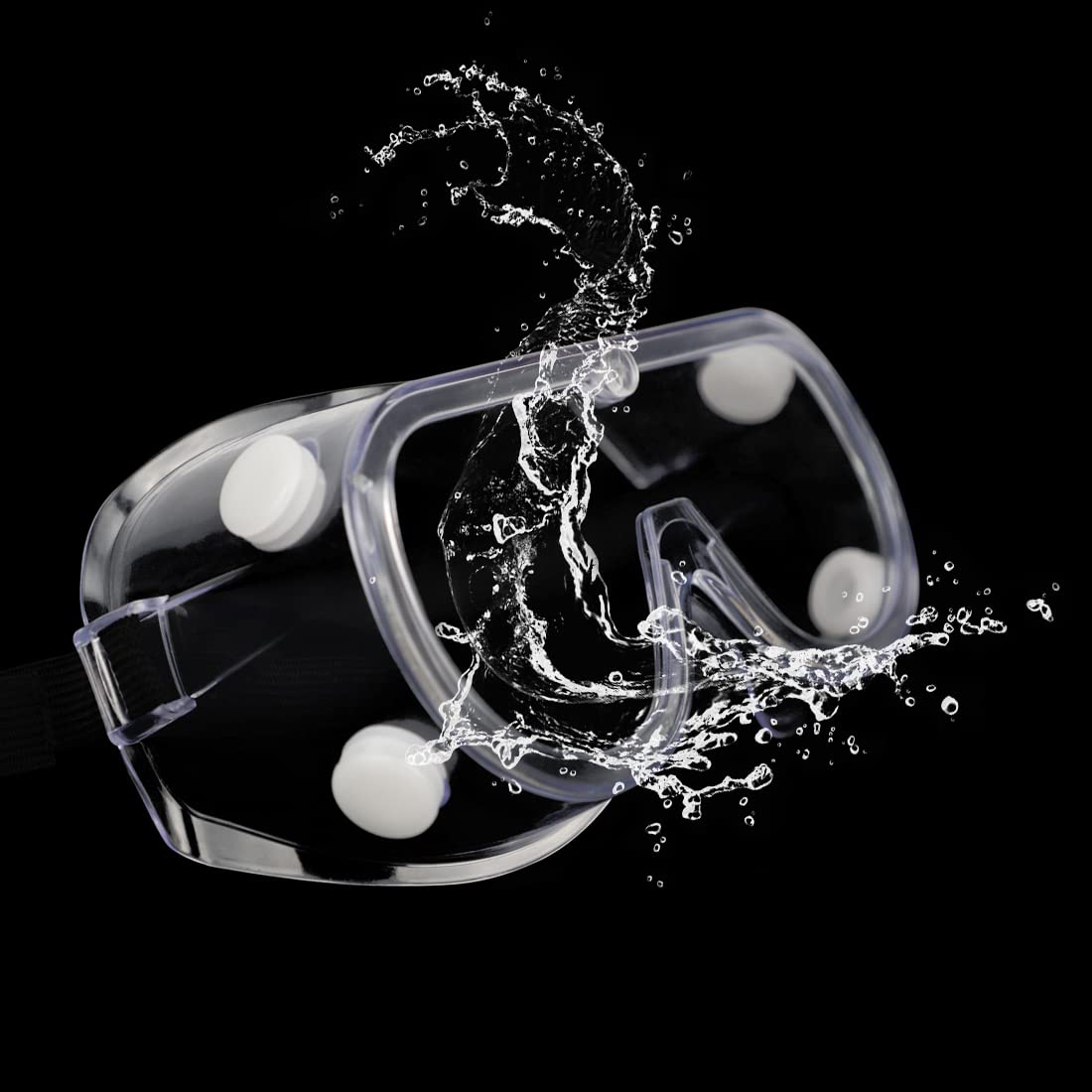 LiTHELi Gafas de seguridad, gafas de seguridad con lente antivaho transparente, diadema elástica ajustable, 4 rejillas de ventilación indirectas, 1