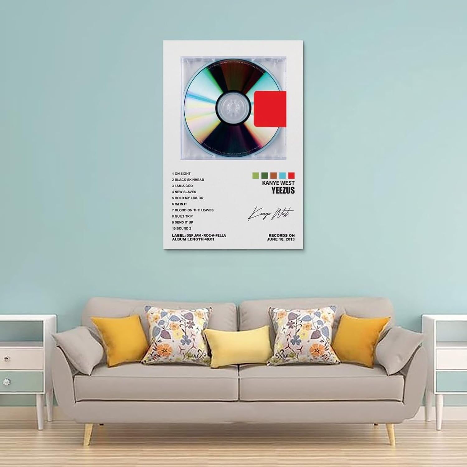 YELLOWV Kanye – Póster de West Yeezus para habitación, estética, lienzo, arte de pared, decoración de dormitorio, 16 x 24 pulgadas