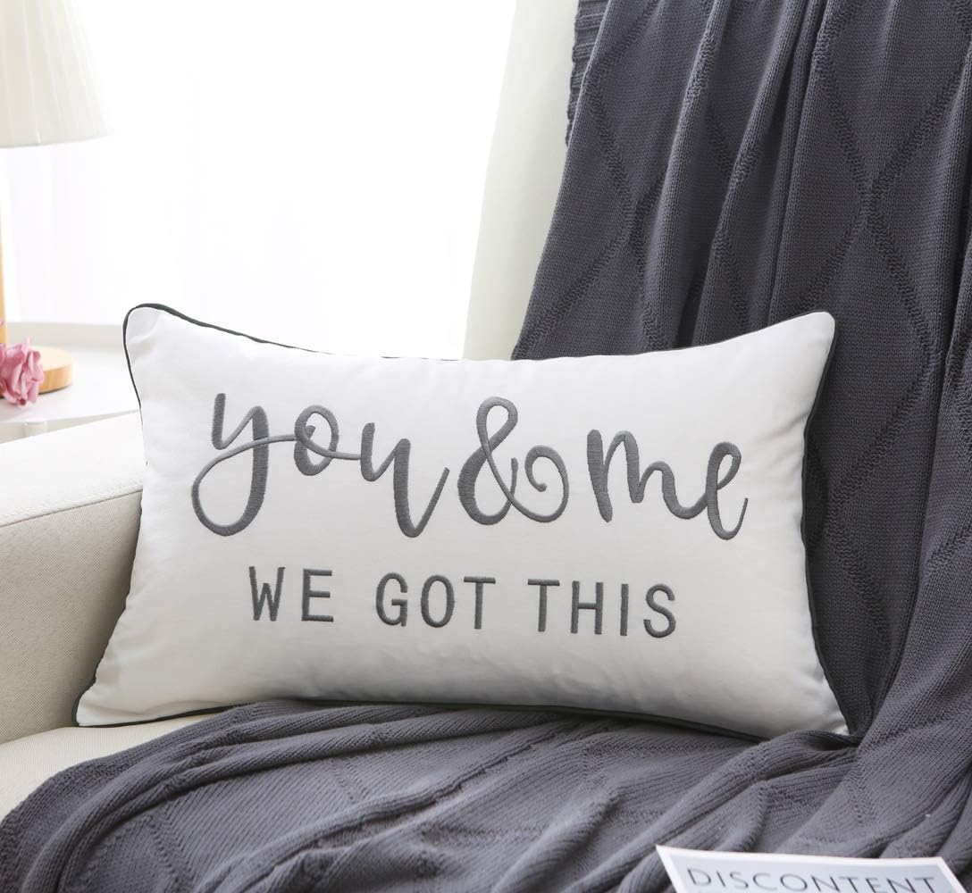 Fundas decorativas de almohada lumbar de 12 x 20 pulgadas con You and Me We Got This Quote, suave y lujosa funda de almohada rectangular para