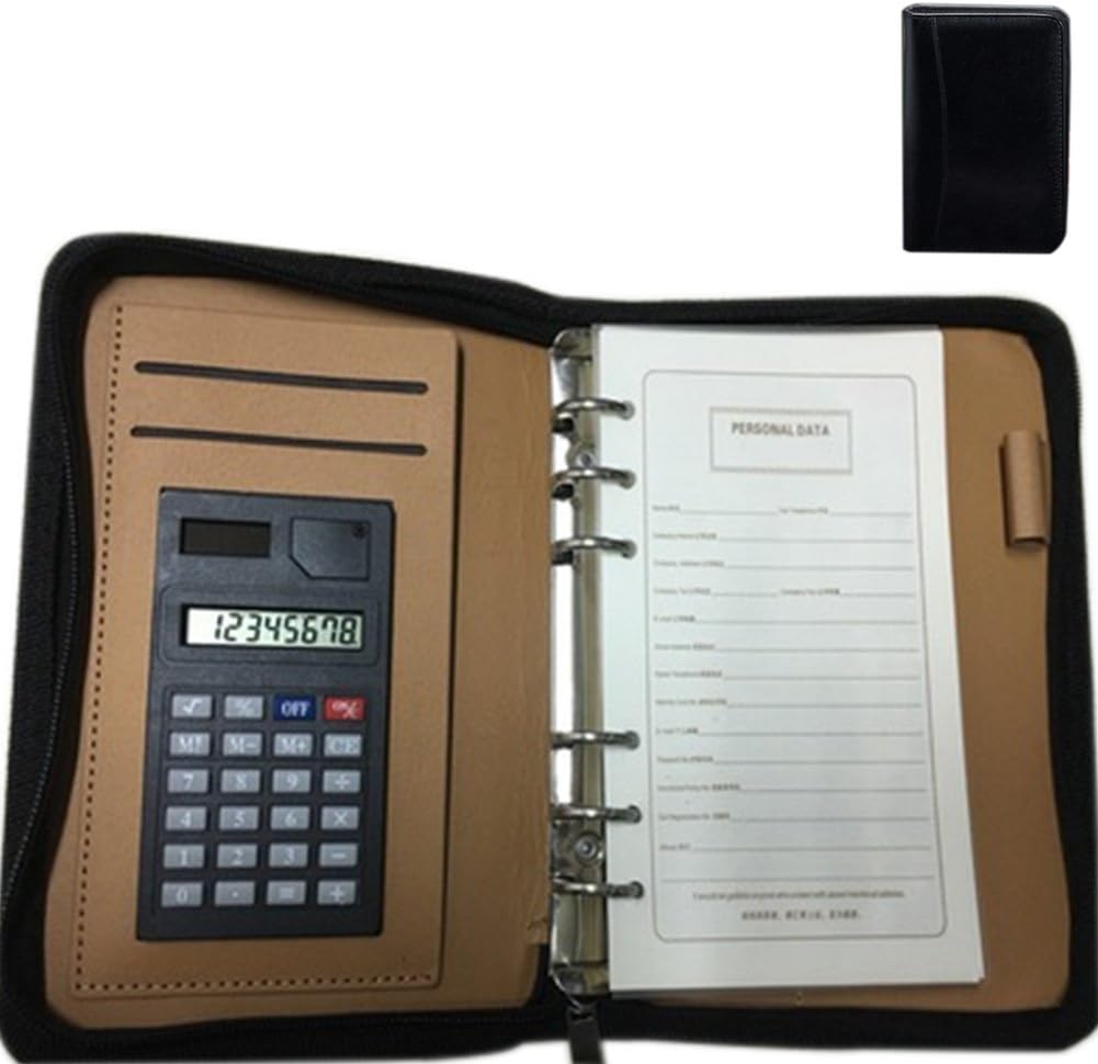 ZZ Lighting Planificador de negocios profesional con cremallera ejecutiva con cremallera de 6 anillas, organizador de paquetes con bolsa de papel de