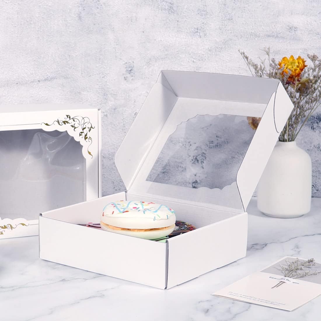 OUGEBOX 30 cajas de regalo de 7 x 6 x 2 pulgadas, cajas de envío de cartón blanco con tapas, para envolver regalos de fiesta de cumpleaños, dulces