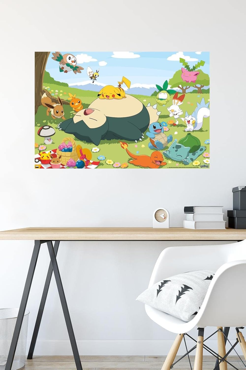 Trends International Pokémon – Póster de pared de picnic grupal, 22.375 x 34 pulgadas, paquete de póster y montaje prémium