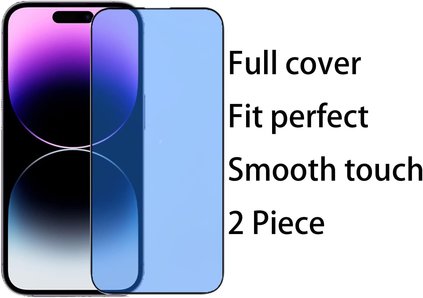 Protector de pantalla de espejo de vidrio templado antiazul, 2 unidades, para iPhone 14 Pro Max, 6.7 pulgadas, dureza 9H, antiarañazos, cubierta