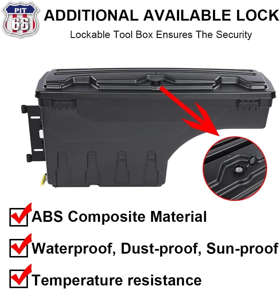PIT66 Caja de herramientas de almacenamiento con cerradura compatible con Dodge Ram 1500 2500 3500 2002-2018 cajón izquierdo del lado del conductor