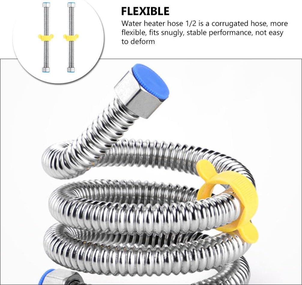 OSALADI 2 unids acero inoxidable corrugado calentador de agua conector manguera de agua flexible línea de suministro de tubería de agua 12 pulgada