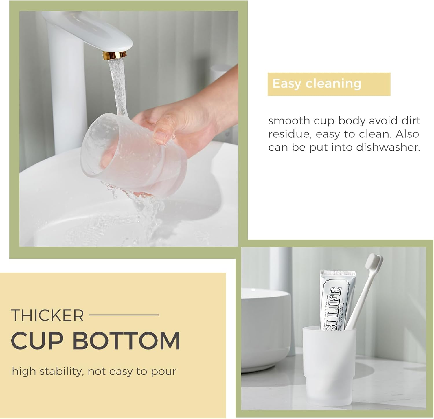 Vaso de vidrio, vaso de enjuague de baño esmerilado, vaso de repuesto para soporte de cepillo de dientes Aomasi