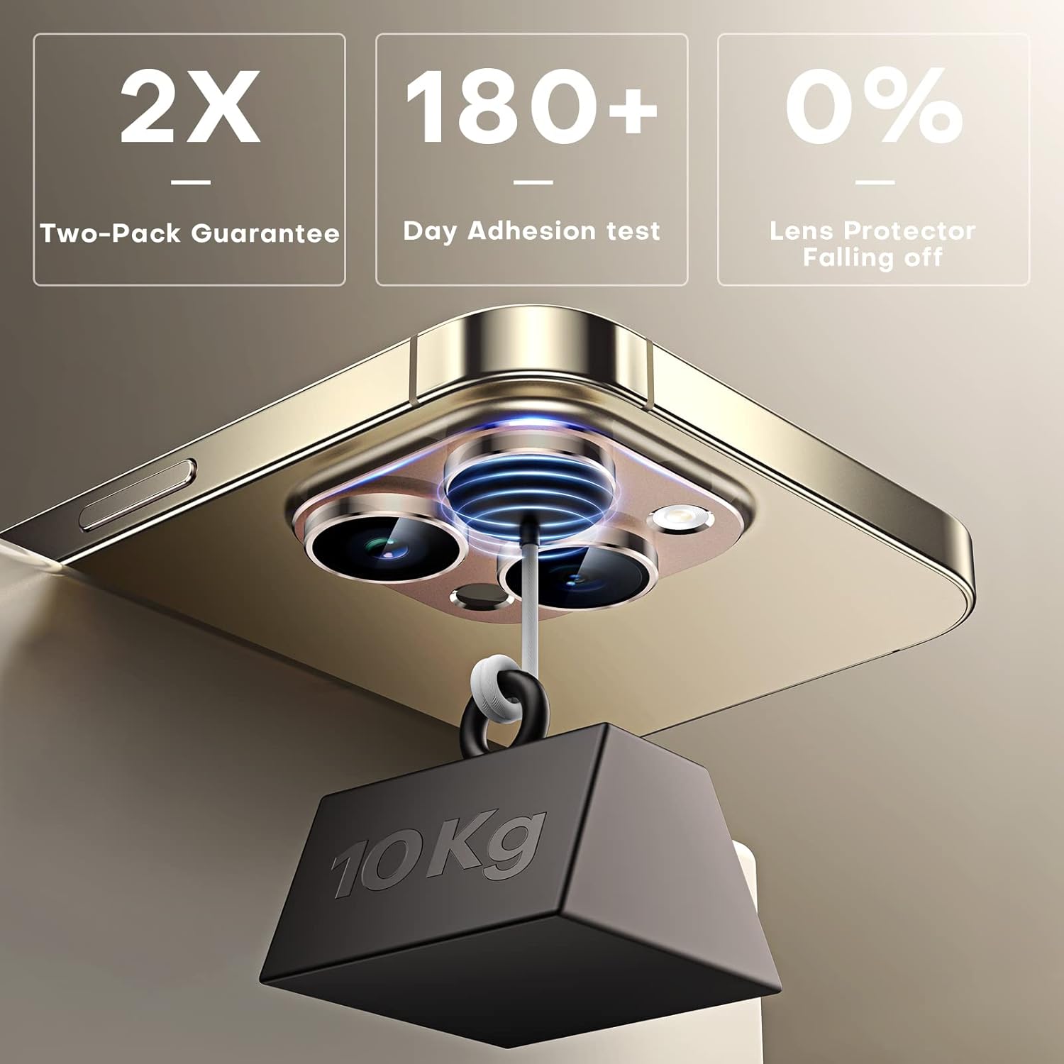 TAURI Paquete de 2 protectores de lente de cámara para iPhone 14 Pro MaxiPhone 14 Pro, fuerte adhesión, resistente a los arañazos, aleación de