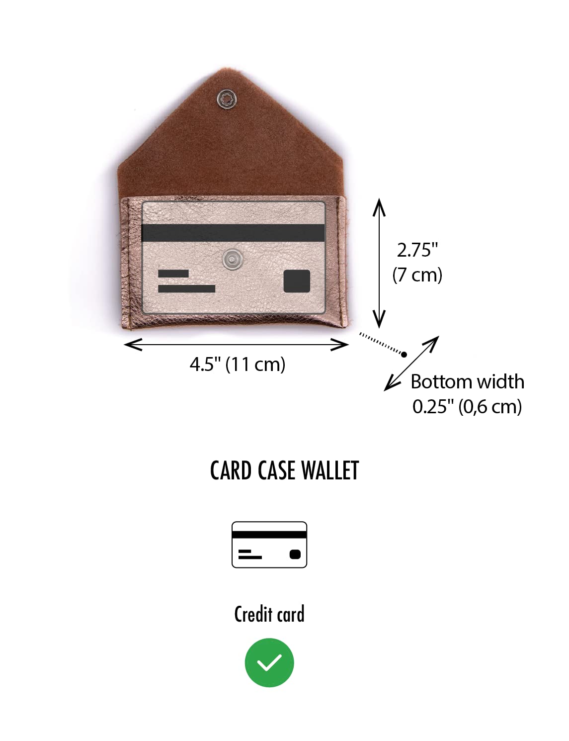 Leather Card Case Mini Wallet with Pearl Snap – Made in the USA