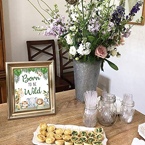 Set of 6 Jungle Safari Baby Shower Signs, Cute Jungle Baby Animals, Safari Baby Shower Decorations, 8×10 signs, Food, Drink, Welcome Signs