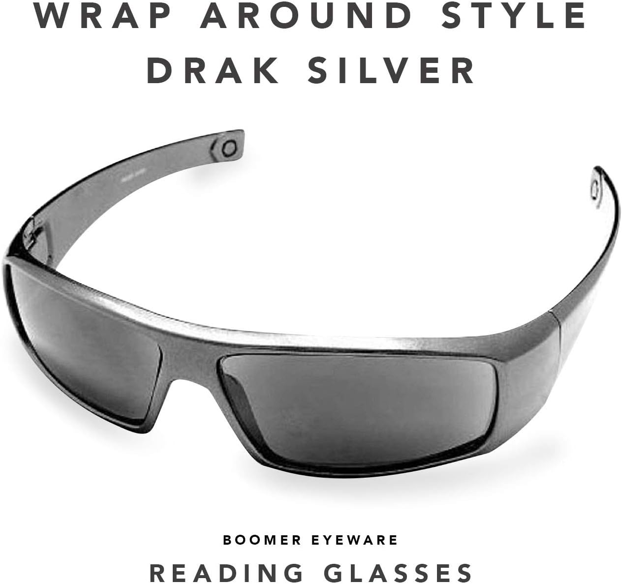 Gafas de sol de lectura clásicas envolventes para hombre y mujer, Plateado oscuro