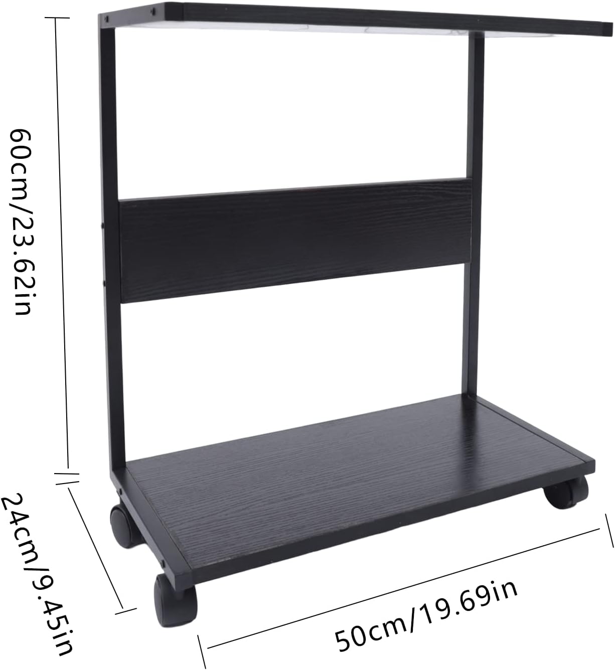 Soporte de PC con ruedas para debajo del escritorio, negro para computadora de escritorio con placas de melamina para el hogar, oficina, etc. Carga