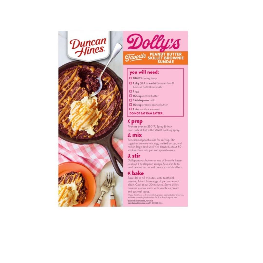 Duncan Hines Dolly Parton’s Caramel Turtle and Fabulously Fudgy Brownie Mix Bundle, incluye una (1) mezcla de brownie con sabor a tortuga caramelo