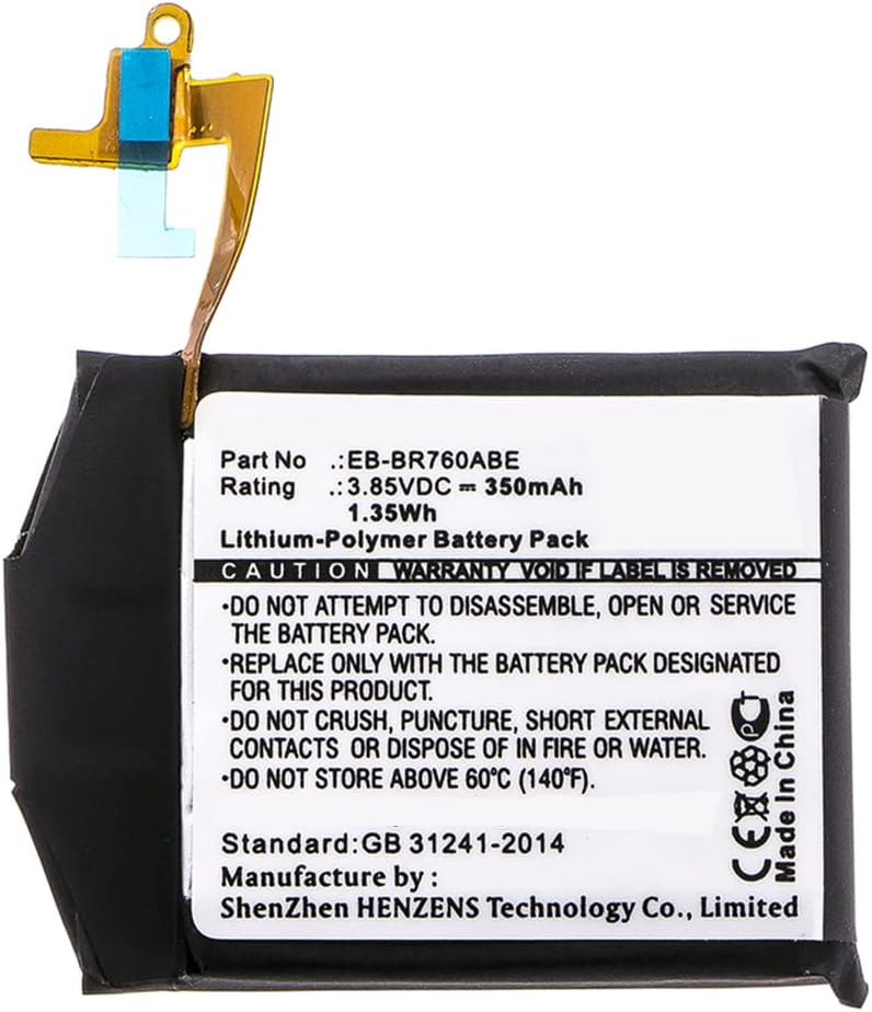 Synergy Digital Batería de reloj inteligente, compatible con Samsung Gear S3 Frontier LTE Smartwatch, (Li-Pol, 3.85 V, 350 mAh), ultra alta
