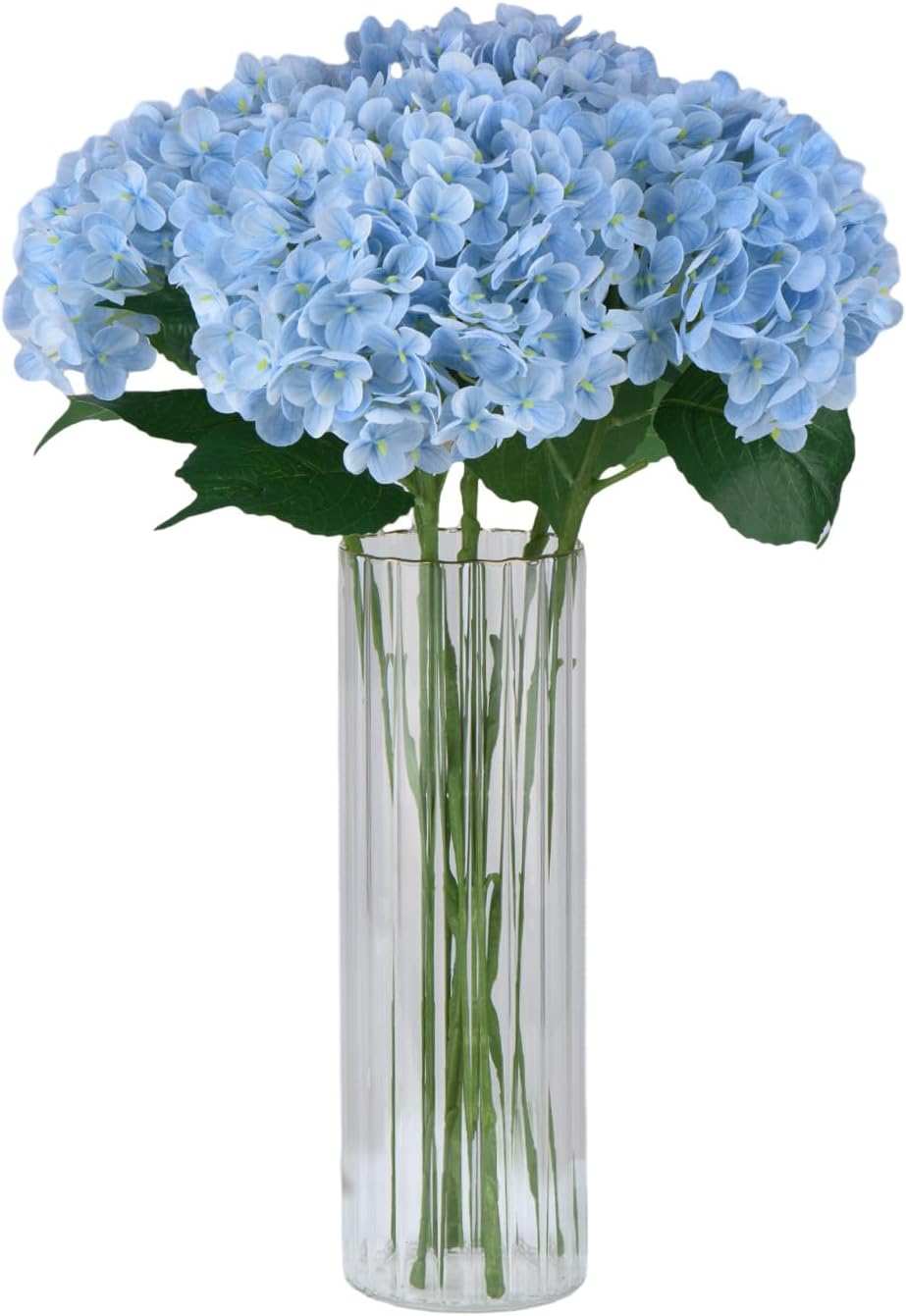 Flores de hortensias artificiales, 4 tallos de hortensias artificiales de tacto real de 21 pulgadas para regalos del día de San Valentín, bodas de