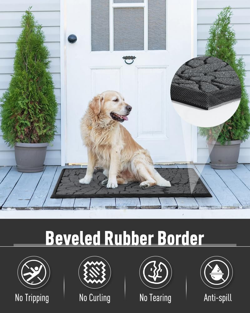 AMOAMI – Tapete de puerta  Tapete de bienvenida absorbente resistente para puerta delantera, tapete de goma antideslizante para puerta delantera,