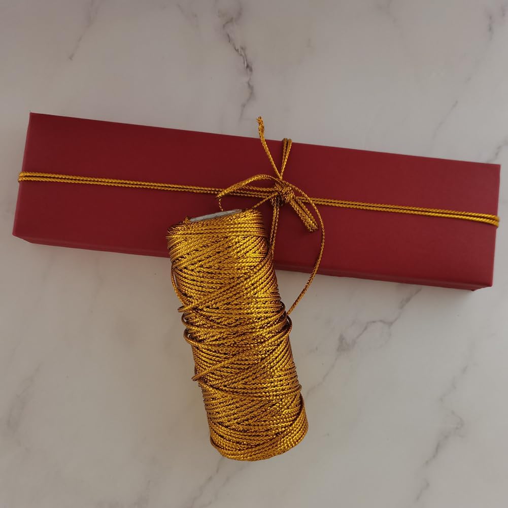 Cuerda de oropel metálica dorada de 0.069 pulgadas, cordón brillante no elástico para rastas, trenzas, torsiones, accesorio de deformación del