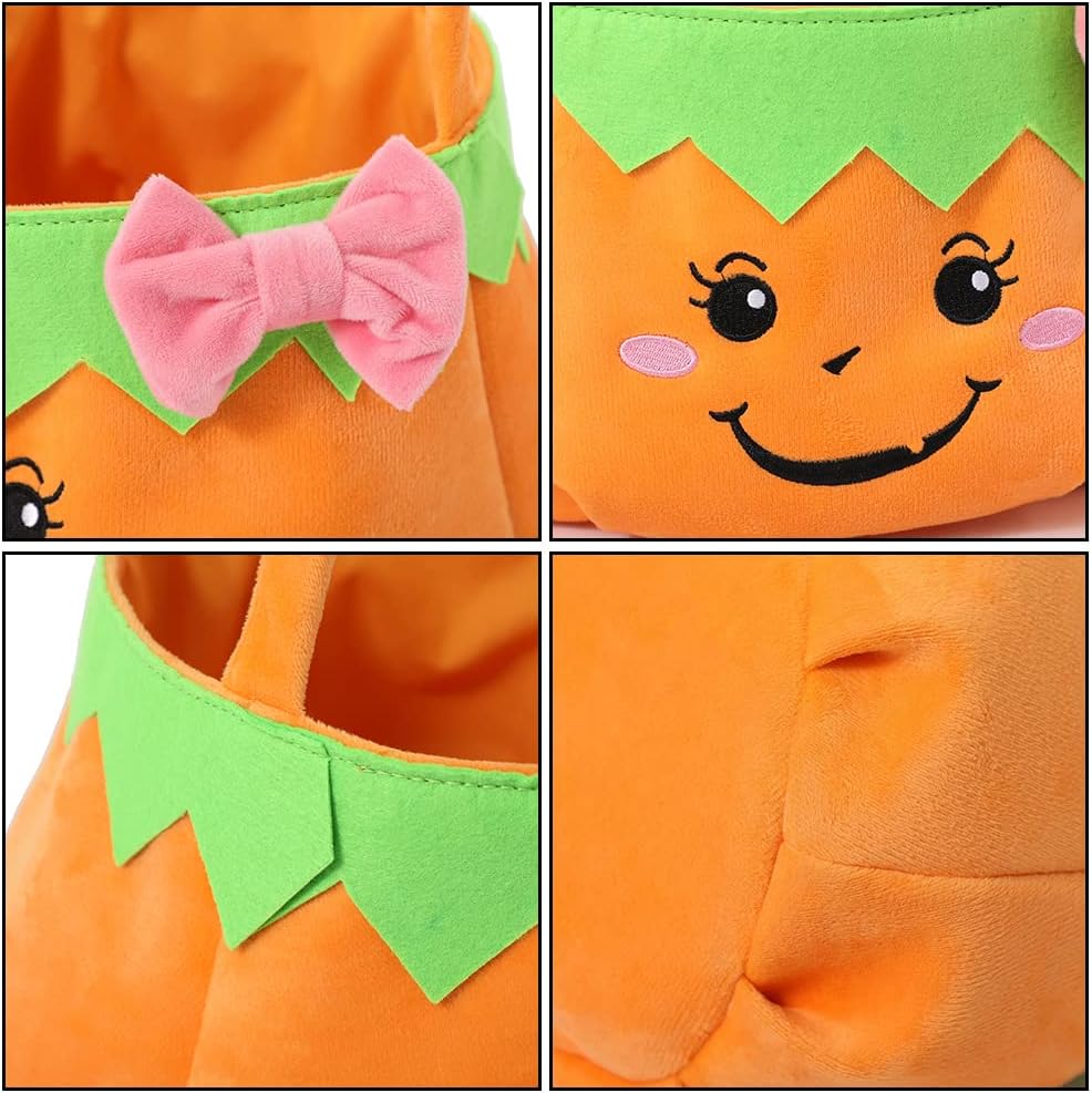 Bolsas de Halloween para trucos o golosinas, cesta de dulces de Halloween para niños, cubo de regalo para fiestas de Halloween (calabaza)