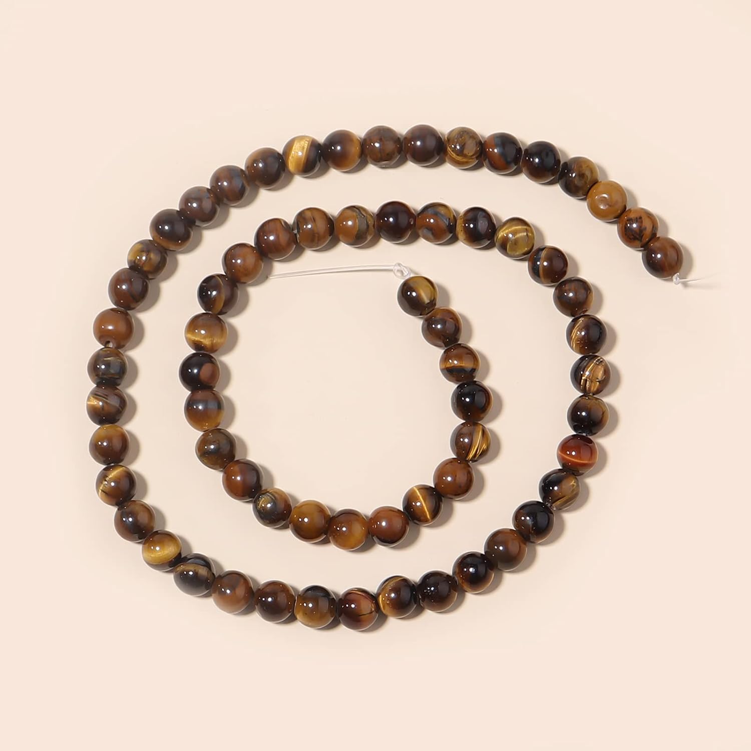 Cuentas redondas sueltas de ojo de tigre natural de 0.236 pulgadas (0.236 in), poder curativo para hacer joyas, pulseras y collares